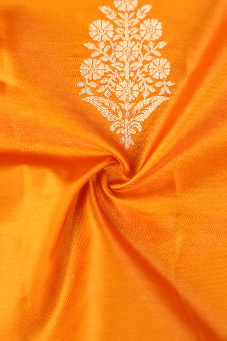 Gold Mysore Silk with Gold Zari Flower Mottif view 4