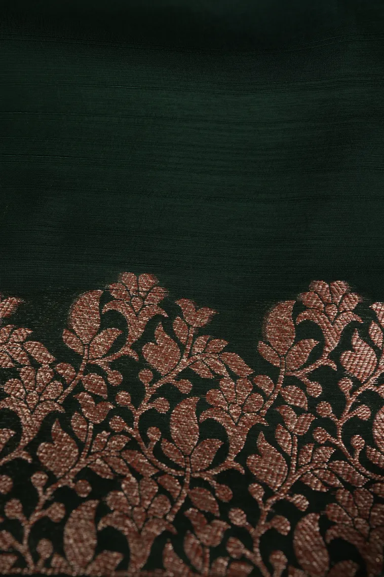 Bottle Green Banaras Sarees with Gold Zari Buttis (small Dots Or Motifs) view 3