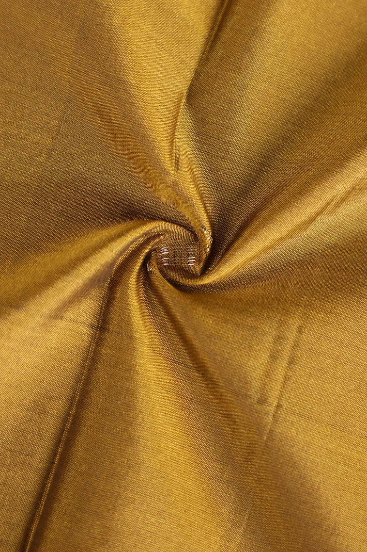 Gold Arani Silk Sarees with Gold Zari Peacock Motifs view 4