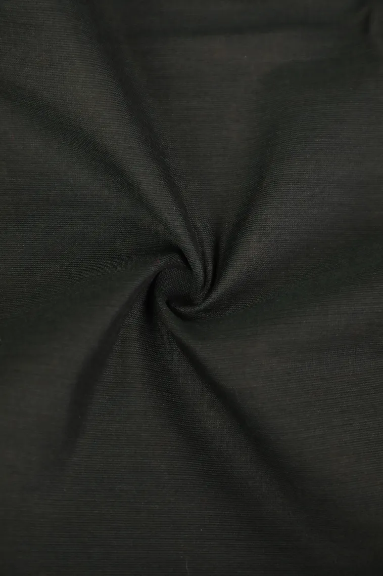 Asphalt Black Chettinad Cotton Sarees with Gold Zari Plain view 4