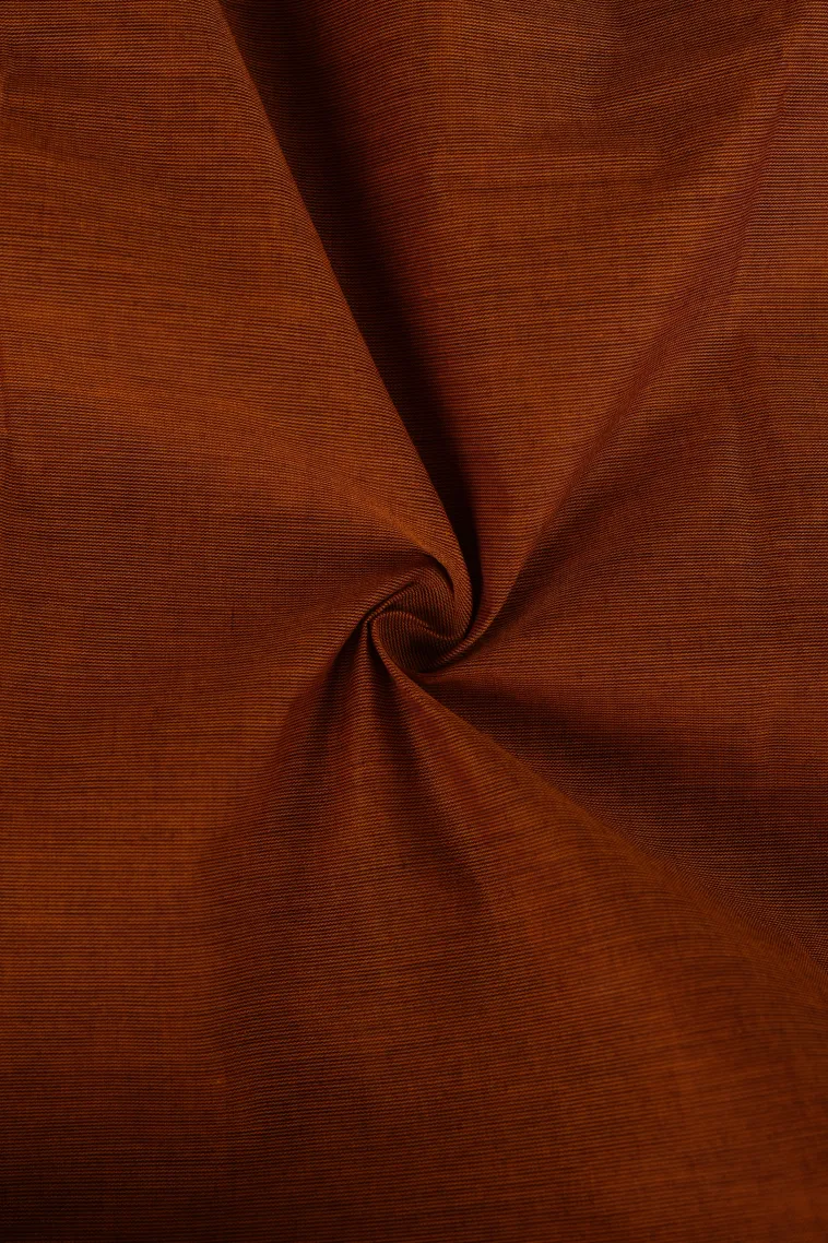 Squash Orange Chettinad Cotton Sarees with Gold Zari Plain view 4
