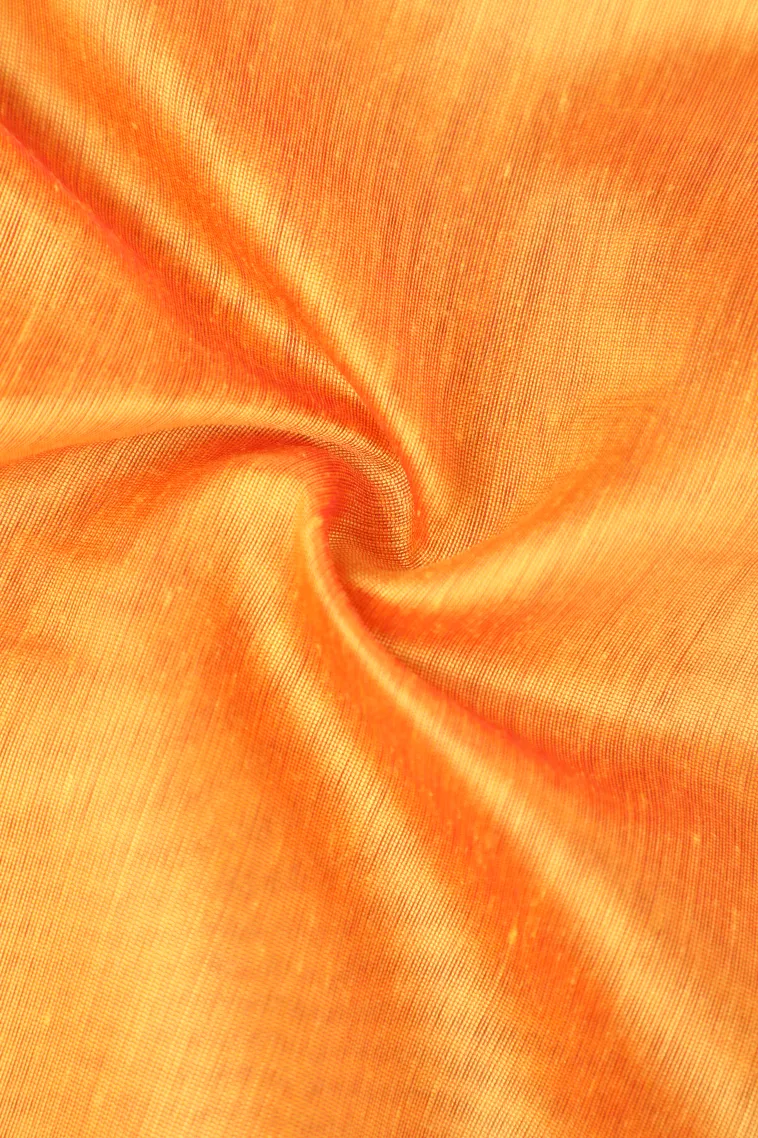 Macaroon Yellow Semi Tussar Silk with Bronze Zari Plain view 4