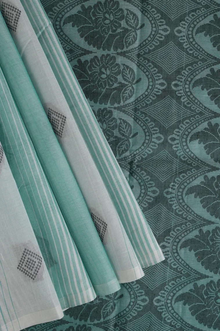 Sapphire Blue Kanchi Cotton Sarees Without Zari With Stripes