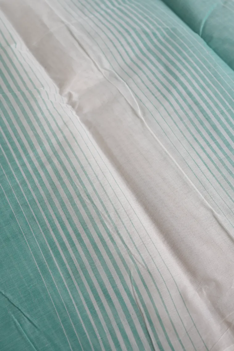 Sapphire Blue Kanchi Cotton Sarees Without Zari With Stripes view 3