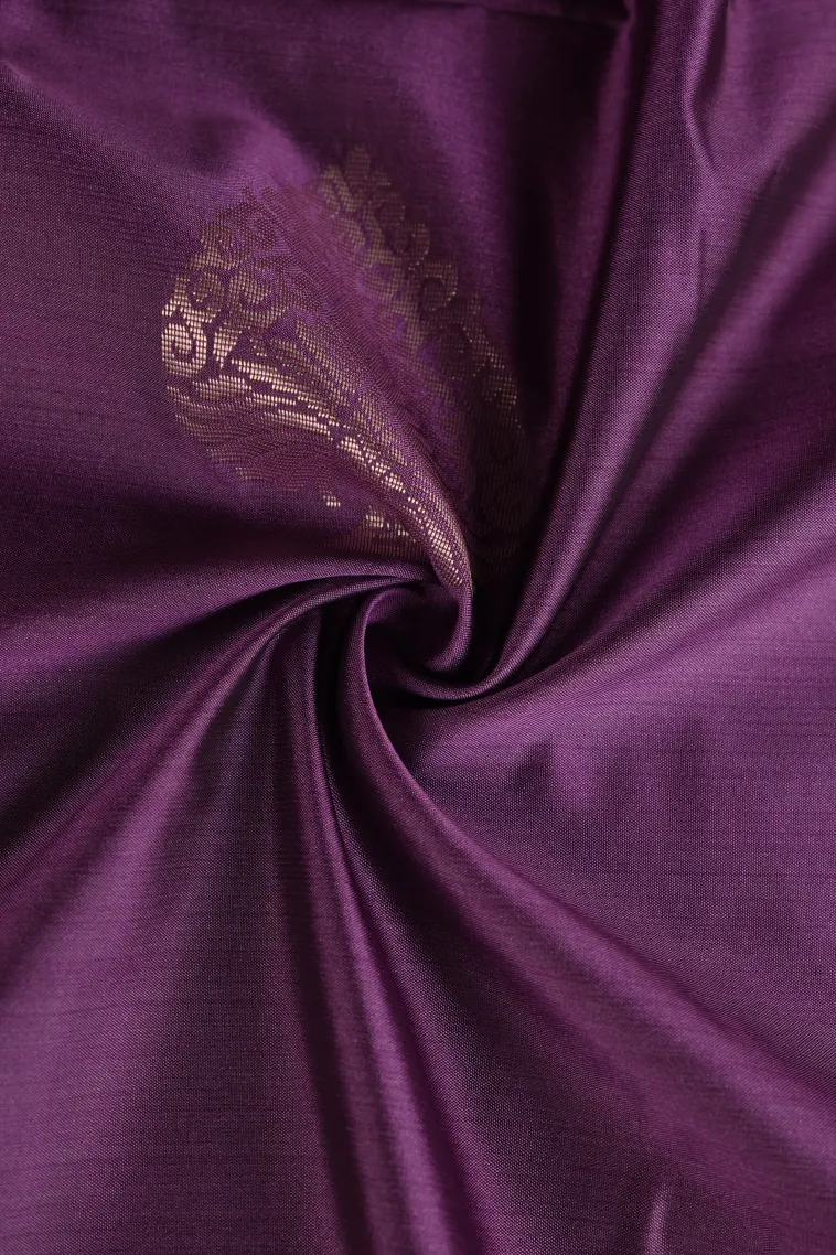 Mauve Purple Soft Silk Saree with Gold Zari Tree Mottif view 4