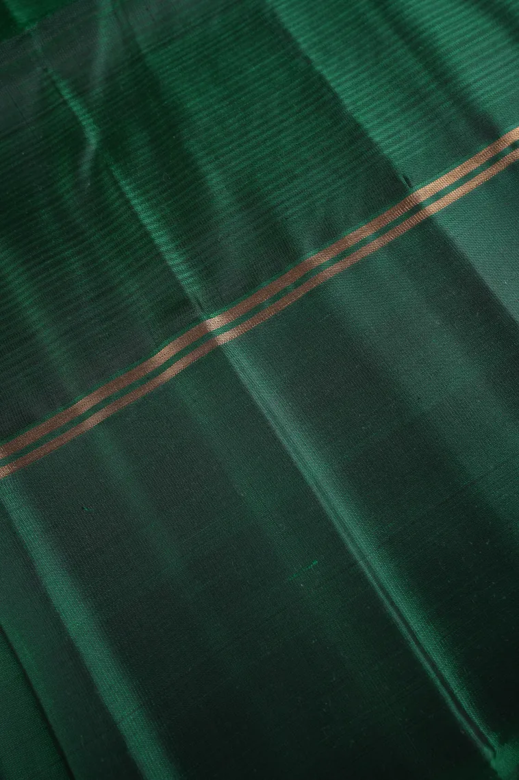 Pistachio Green Soft Silk Saree with Gold Zari Vaira Oosi view 3