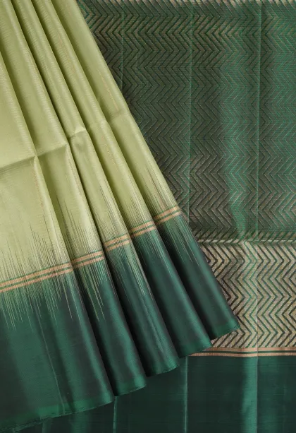 Pistachio Green Soft Silk Saree with Gold Zari Vaira Oosi