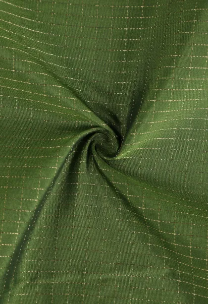 Basil Green Arani Silk Sarees with Gold Zari Small Checks Pattern
