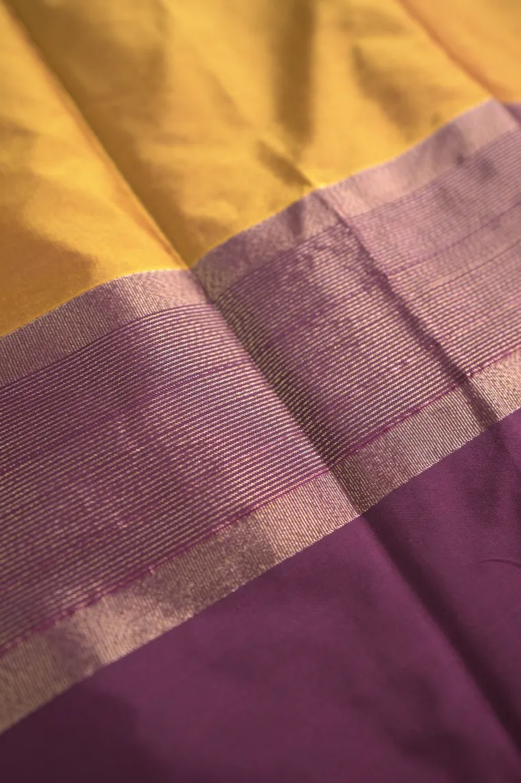 Gold Arani Silk Sarees with Gold Zari Plain view 3