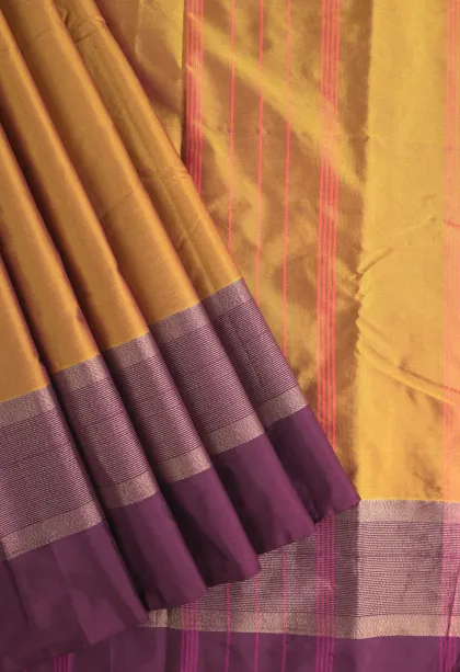 Gold Arani Silk Sarees with Gold Zari Plain