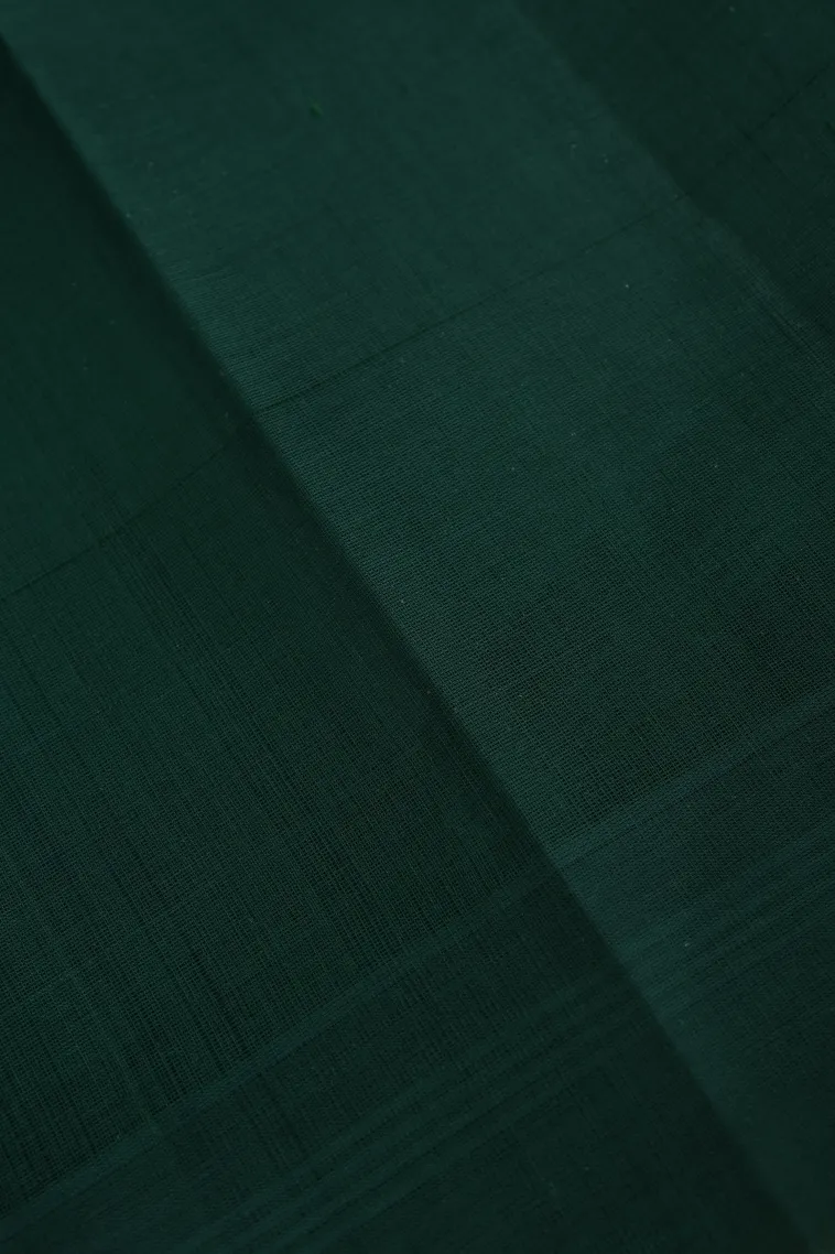 Teal Blue Kanchi Cotton Sarees Without Zari With Mango Puttas view 3