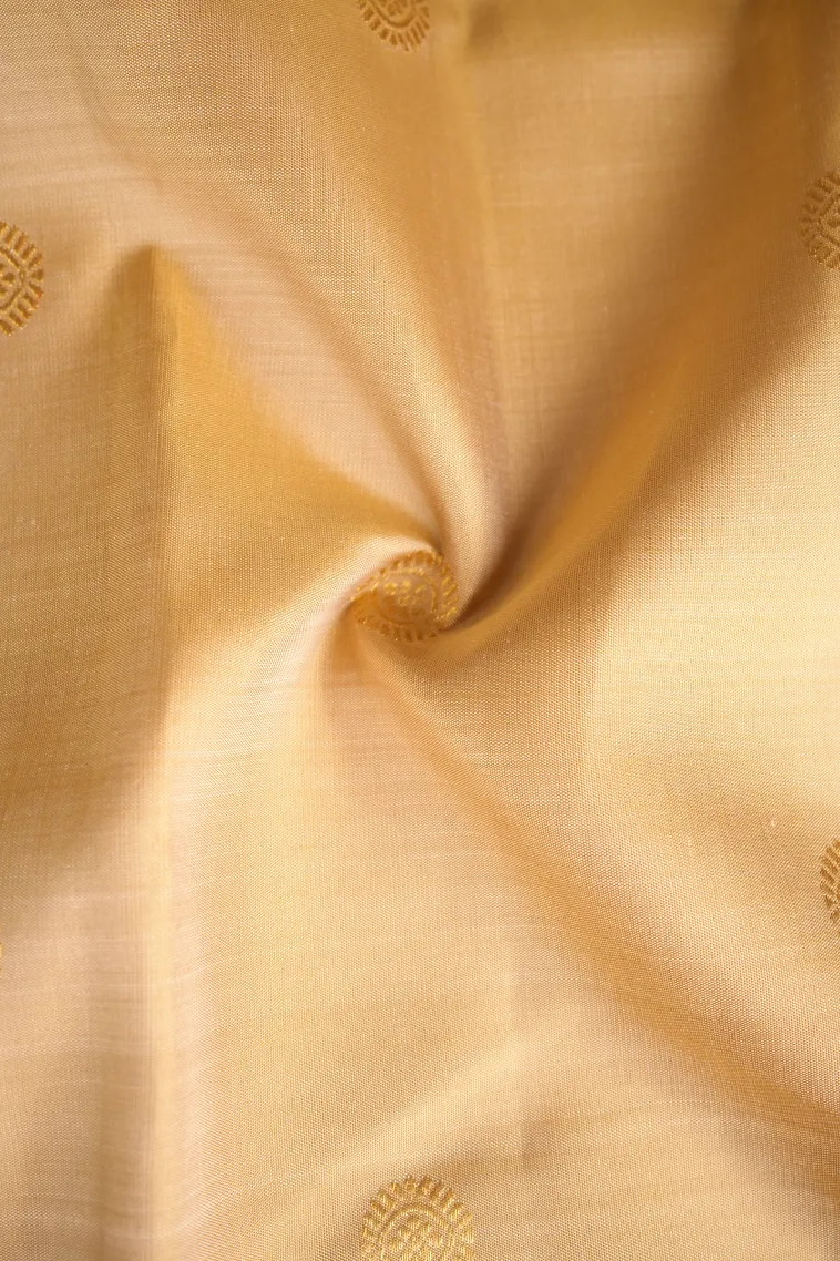 Shortbread Yellow Kanchipuram Silk Sarees with Gold Zari Rudhracham Mottif view 4