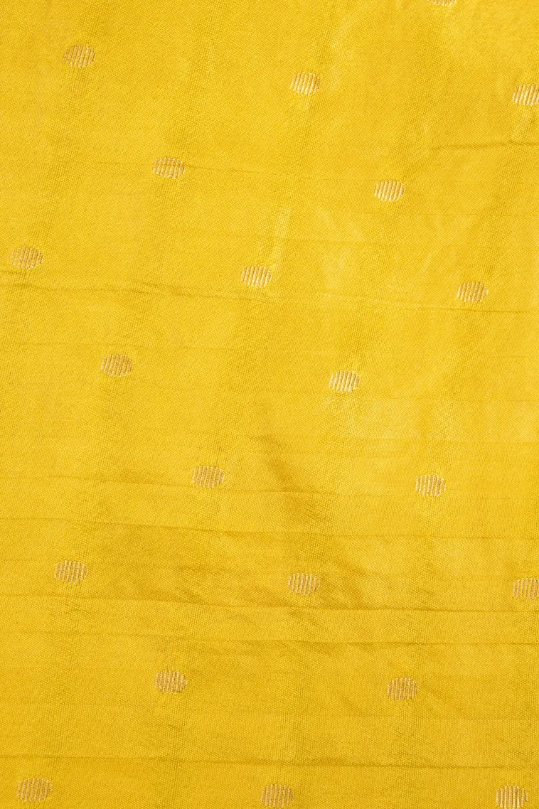 Lemon Yellow Raw Silk Sarees with Gold Zari Rangoli Pattren view 3