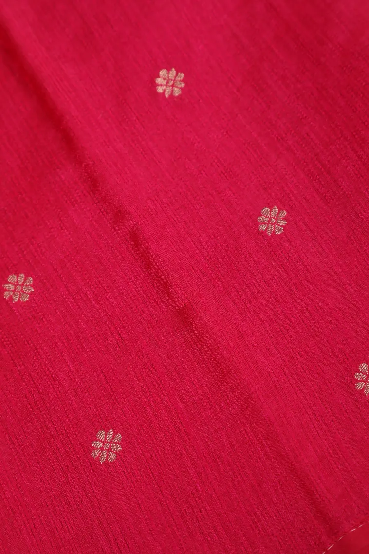 Punch Pink Semi Tussar Silk with Gold Zari Plain view 3