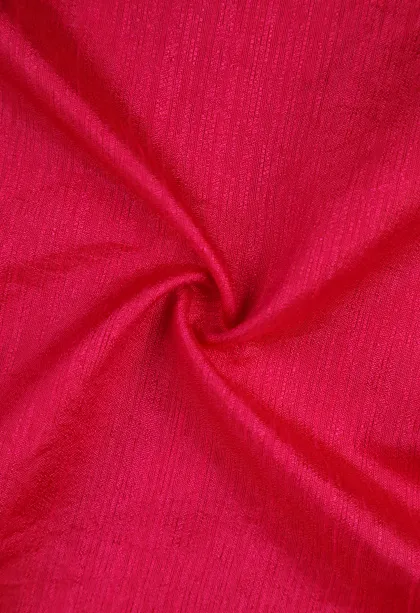 Punch Pink Semi Tussar Silk with Gold Zari Plain