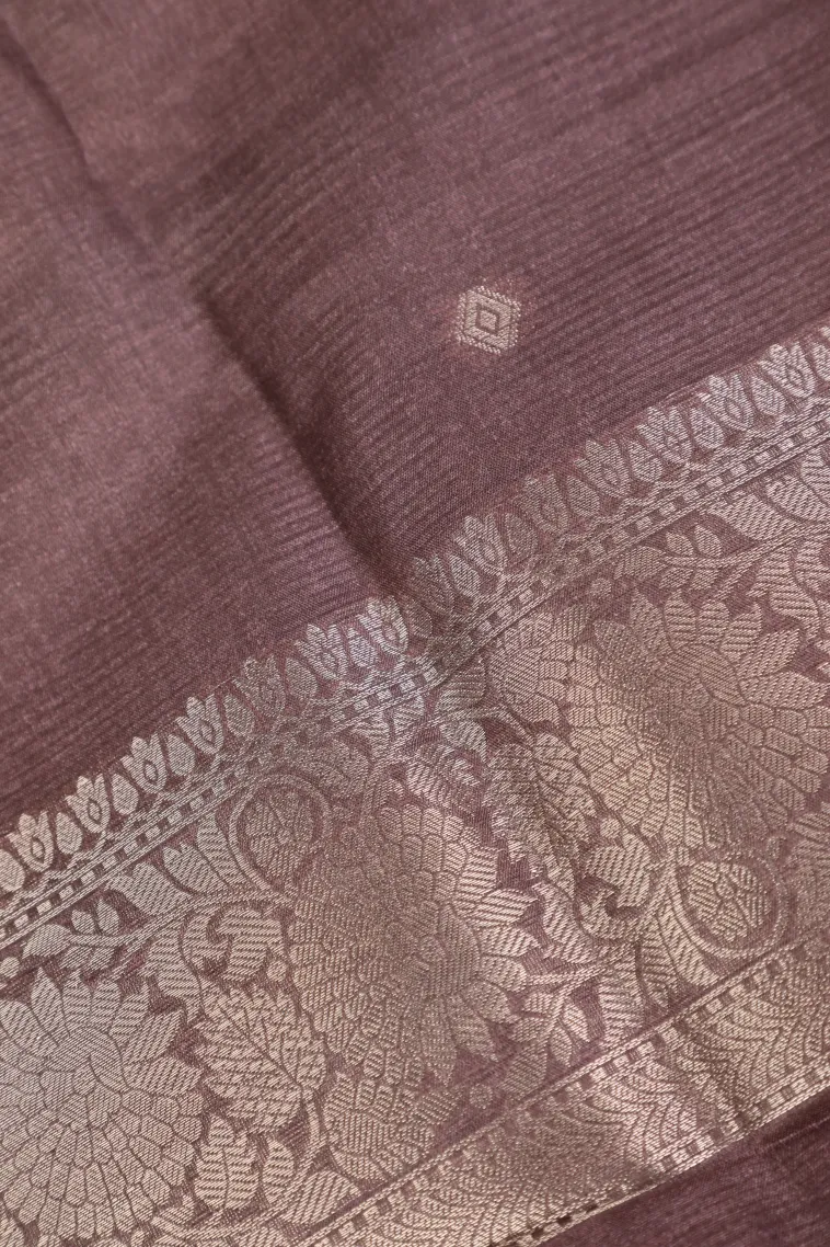 Bubblegum Pink Semi Tussar Silk with Bronze Zari Peacock Motifs view 3