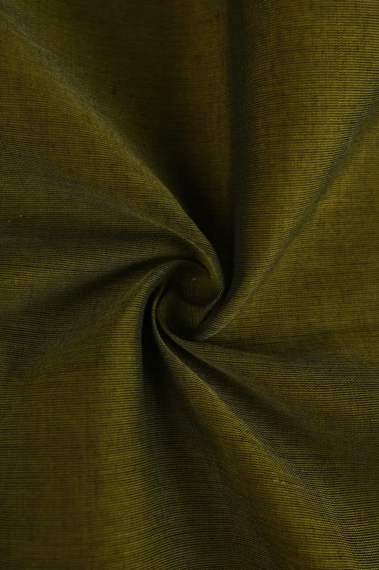 Seaweed Green Kanchi Cotton Sarees with Gold Zari Leaf Puttas view 4