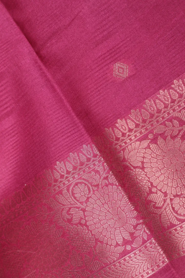 Berry Blue Semi Tussar Silk with Bronze Zari Peacock Motifs view 3