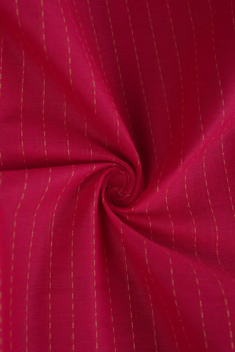 Fuscia Pink Kanchi Cotton Sarees with Gold Zari Stripes And Puttas view 4