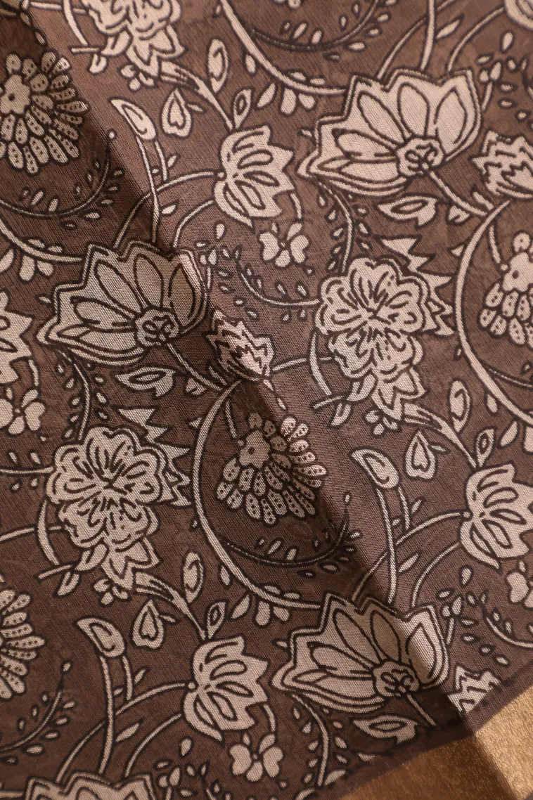 Apple Red Chanderi Cotton Sarees Without Zari With Pathik Motifs view 3