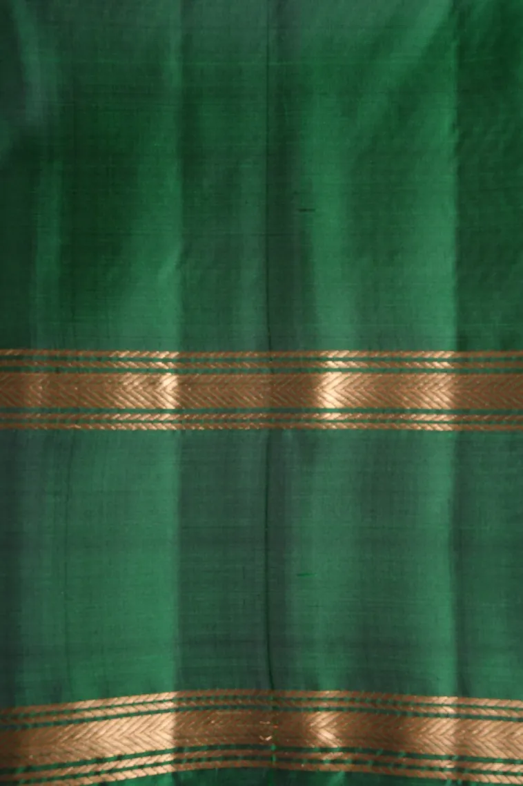 Cotton White Soft Silk Saree with Gold Zari Rangoli Pattren view 3