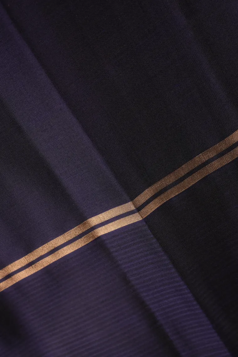 Lime Green Soft Silk Saree with Gold Zari Stripes view 3
