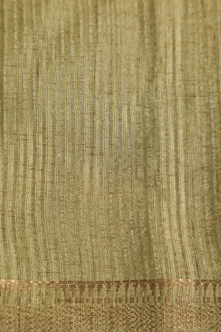Buttermilk Yellow Semi Tussar Silk with Gold Zari Geometric Shapes view 3