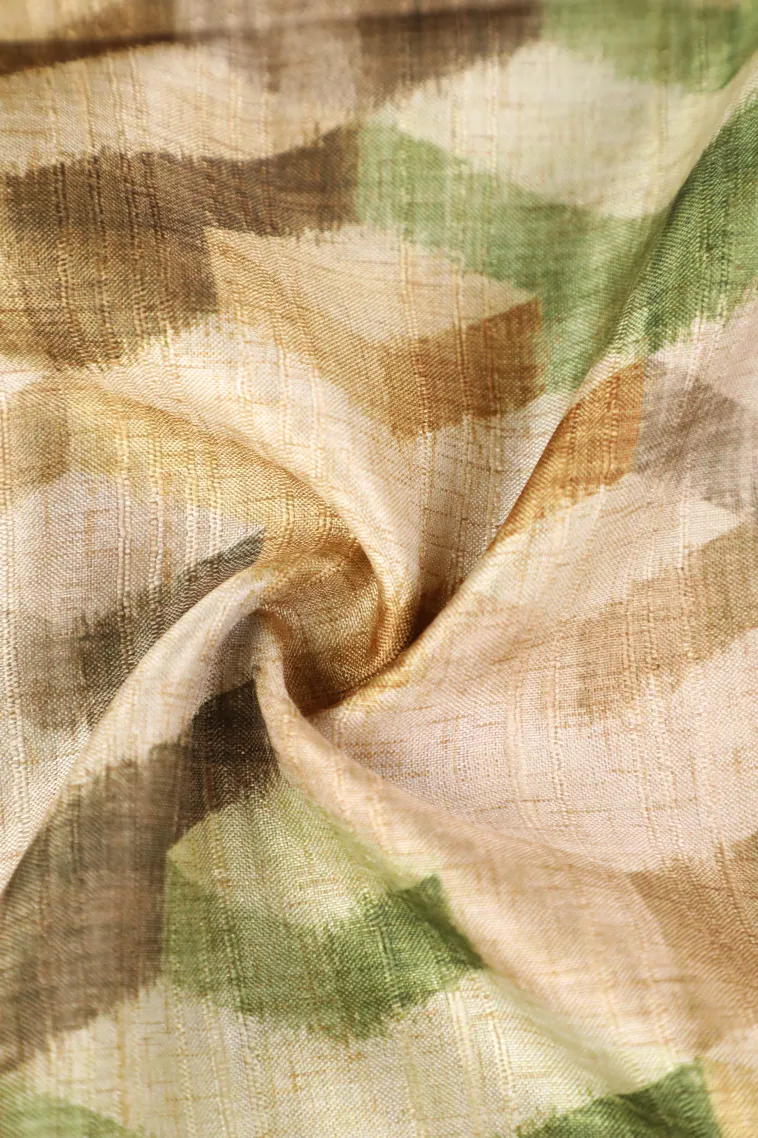 Buttermilk Yellow Semi Tussar Silk with Gold Zari Geometric Shapes view 4