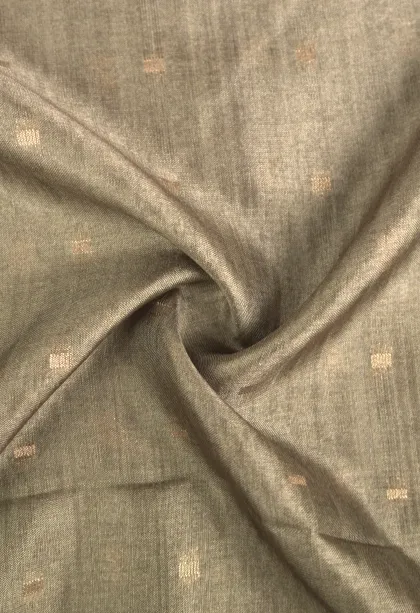 Sage Green Tussar Saree with Gold Zari Buttis (small Dots Or Motifs)