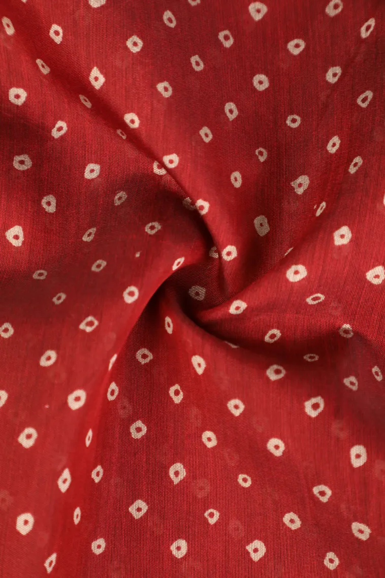 Apple Red Chanderi Cotton Sarees Without Zari With Pathik Motifs view 4