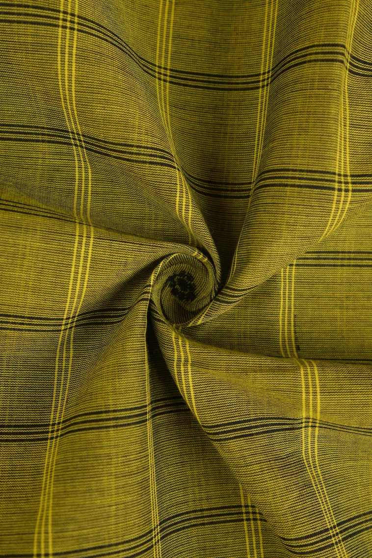 Lime Green Chettinad Cotton Sarees with Gold Zari Checks And Puttas view 4