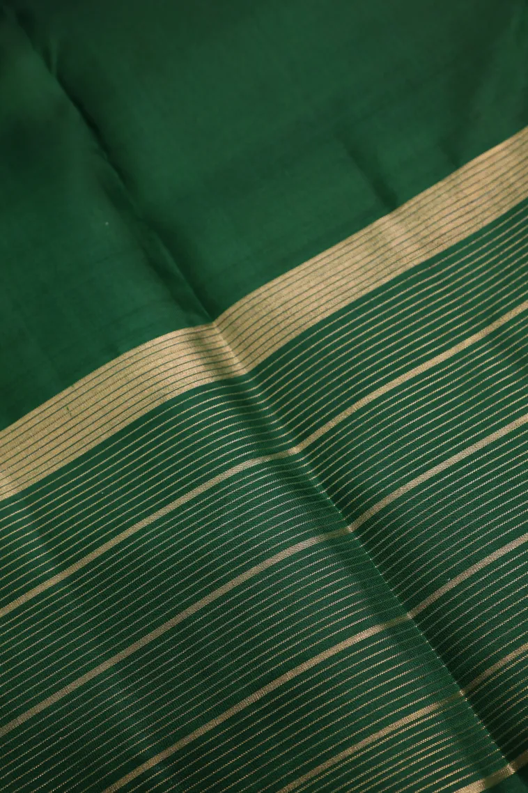 Lemon Yellow Soft Silk Saree with Gold Zari Stripes And Puttas view 3