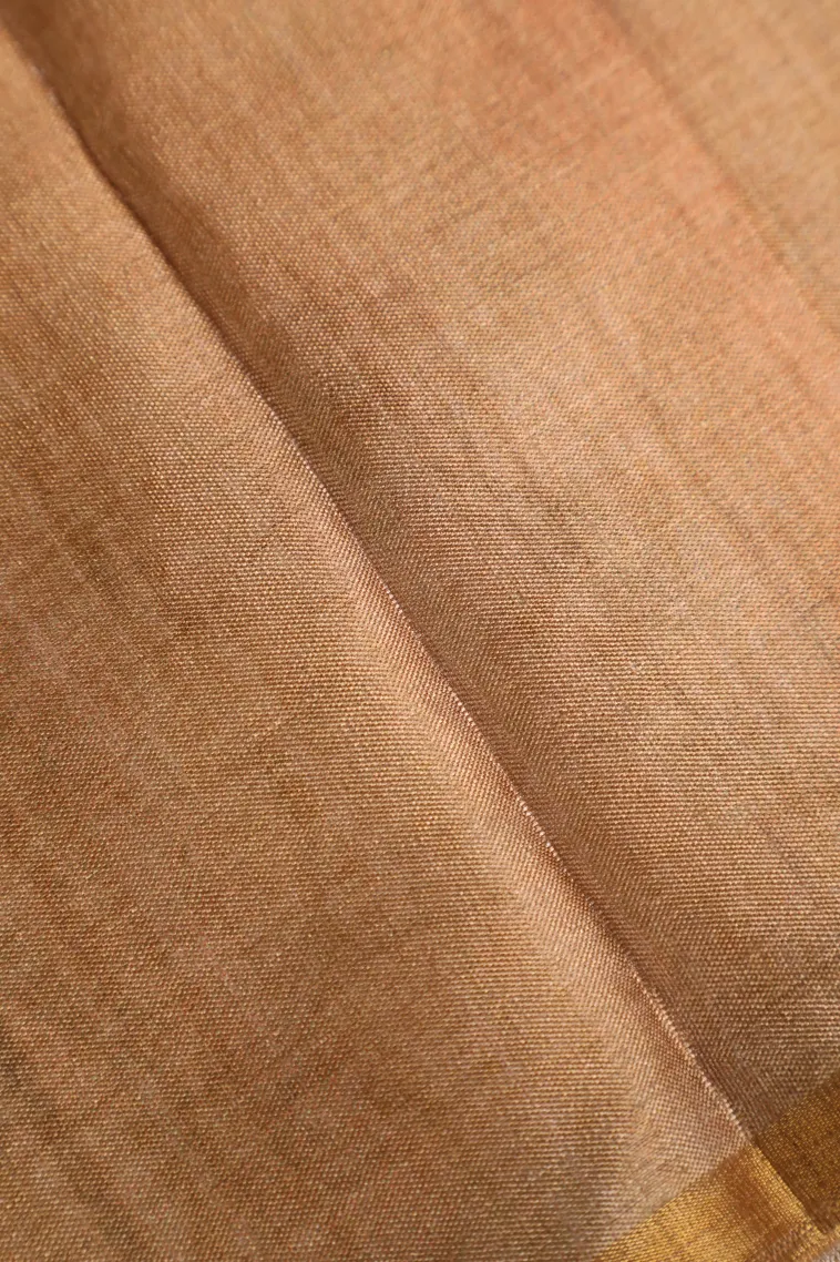 Sepia Yellow Soft Silk Sarees with Gold Zari Floral Patterns view 3
