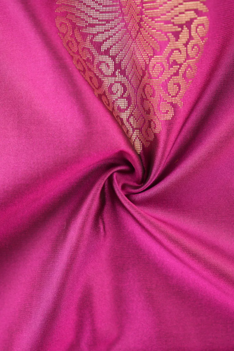 Magenta Pink Soft Silk Saree with Gold Zari Tree Mottif view 4