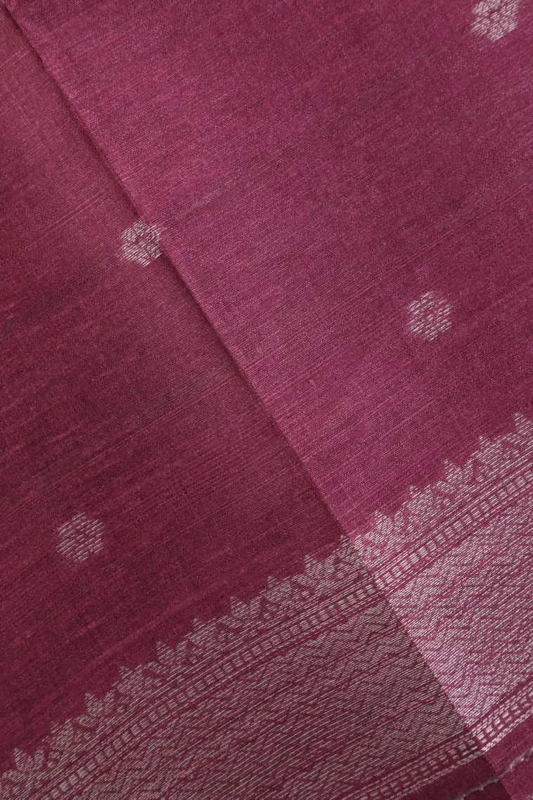 Pickle Green Tussar Saree with Bronze Zari Cross Stripes view 3