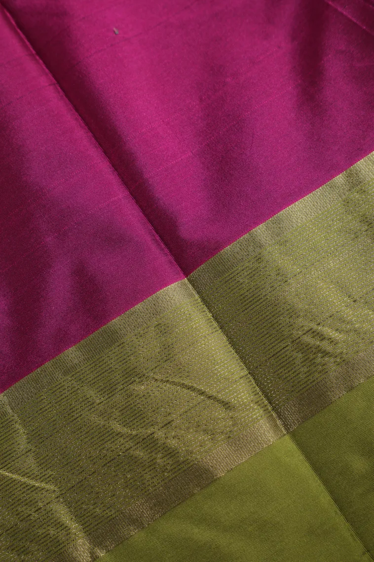 Magenta Purple Arani Silk Sarees with Silver Zari Plain view 3