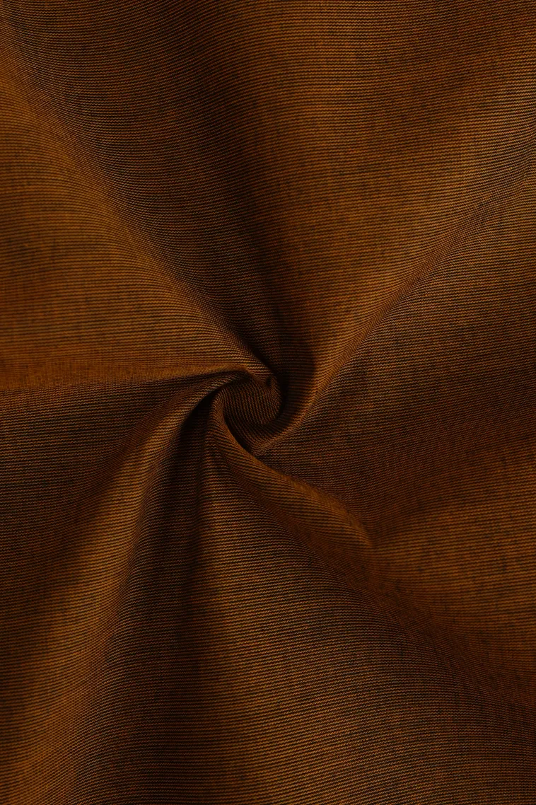 Cider Orange Chettinad Cotton Sarees with Gold Zari Plain view 4