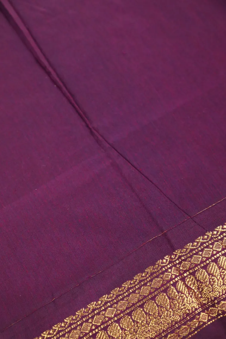 Cerulean Blue Kalyani Cotton with Gold Zari Peacock Motifs view 3
